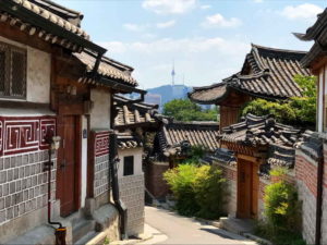 One of the few remaining hanok areas in Seoul, South Korea